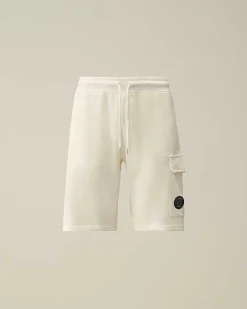 C.P. Company Light Fleece Utility Shorts Gauze White New