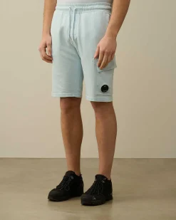 C.P. Company Light Fleece Utility Shorts Starlight Blue Cheap