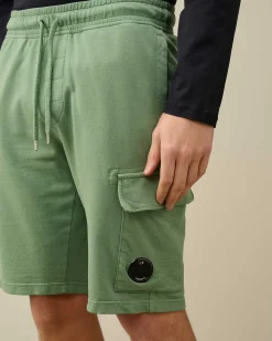 C.P. Company Light Fleece Utility Shorts Green Bay Hot