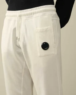 C.P. Company Light Fleece Utility Sweatpants Gauze White Discount