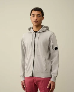 C.P. Company Light Fleece Zipped Hoodie Drizzle Grey Outlet