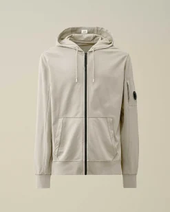 C.P. Company Light Fleece Zipped Hoodie Drizzle Grey Outlet