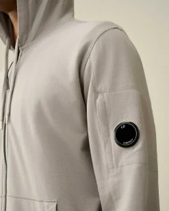 C.P. Company Light Fleece Zipped Hoodie Drizzle Grey Outlet