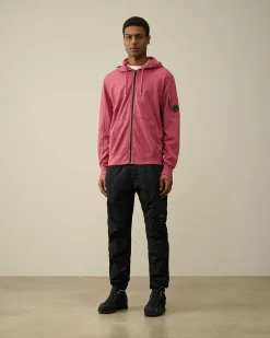 C.P. Company Light Fleece Zipped Hoodie Red Bud Cheap