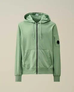 C.P. Company Light Fleece Zipped Hoodie Green Bay Discount
