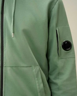 C.P. Company Light Fleece Zipped Hoodie Green Bay Discount