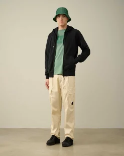 C.P. Company Light Fleece Zipped Hoodie Black Outlet