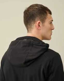 C.P. Company Light Fleece Zipped Hoodie Black Outlet