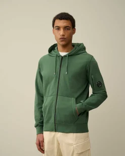 C.P. Company Light Fleece Zipped Hoodie Duck Green Shop