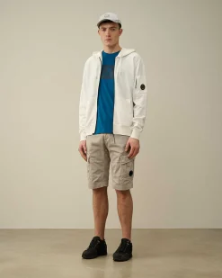 C.P. Company Light Fleece Zipped Hoodie Gauze White Sale