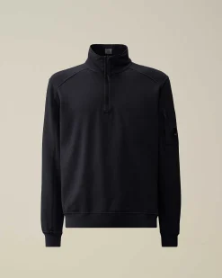 C.P. Company Light Fleece Zipped Sweatshirt Total Eclipse-Blue Cheap