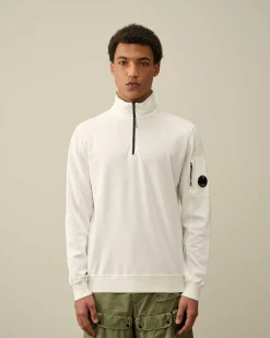 C.P. Company Light Fleece Zipped Sweatshirt Gauze White Best