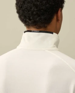 C.P. Company Light Fleece Zipped Sweatshirt Gauze White Best