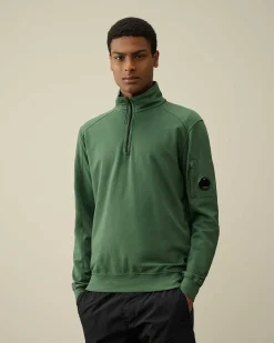 C.P. Company Light Fleece Zipped Sweatshirt Duck Green Hot