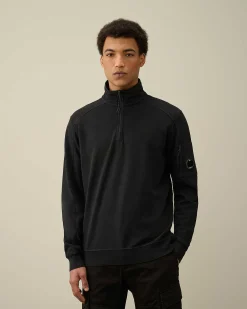 C.P. Company Light Fleece Zipped Sweatshirt Black Fashion