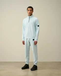 C.P. Company Light Fleece Zipped Sweatshirt Starlight Blue Clearance
