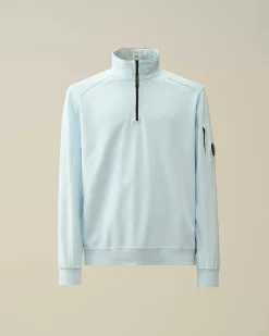 C.P. Company Light Fleece Zipped Sweatshirt Starlight Blue Clearance