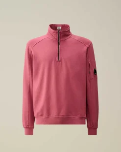 C.P. Company Light Fleece Zipped Sweatshirt Red Bud Cheap