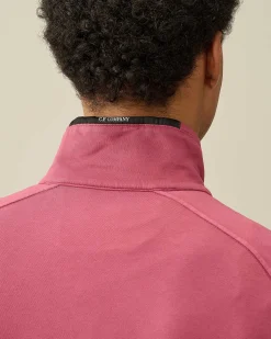 C.P. Company Light Fleece Zipped Sweatshirt Red Bud Cheap