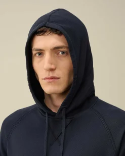 C.P. Company Light Terry Knitted Hoodie Total Eclipse-Blue Cheap