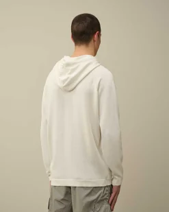 C.P. Company Light Terry Knitted Hoodie Gauze White Sale