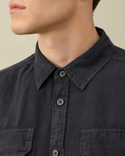 C.P. Company Linen Pocket Shirt Total Eclipse-Blue Online