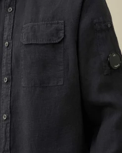 C.P. Company Linen Pocket Shirt Total Eclipse-Blue Online