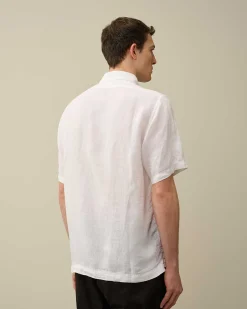 C.P. Company Linen Short Sleeved Shirt Gauze White Best Sale