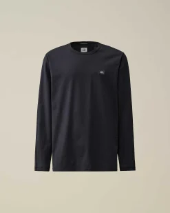C.P. Company 70/2 Mercerized Jersey Long Sleeved T-Shirt Total Eclipse-Blue Discount