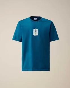 C.P. Company 30/2 Mercerized Jersey Twisted Graphic T-Shirt Ink Blue Sale