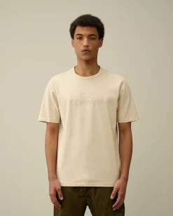 C.P. Company 30/2 Mercerized Jersey Twisted Logo T-Shirt Pistachio Shell-Beige Best