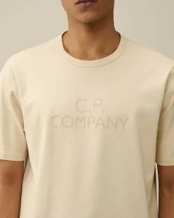 C.P. Company 30/2 Mercerized Jersey Twisted Logo T-Shirt Pistachio Shell-Beige Best