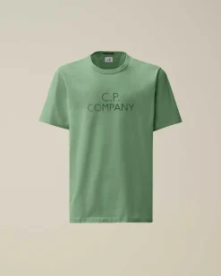 C.P. Company 30/2 Mercerized Jersey Twisted Logo T-Shirt Green Bay Best Sale