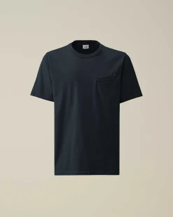 C.P. Company 30/2 Mercerized Jersey Twisted Pocket T-Shirt Total Eclipse-Blue Hot
