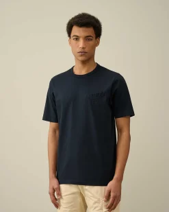 C.P. Company 30/2 Mercerized Jersey Twisted Pocket T-Shirt Total Eclipse-Blue Hot