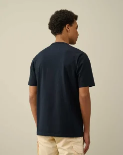 C.P. Company 30/2 Mercerized Jersey Twisted Pocket T-Shirt Total Eclipse-Blue Hot