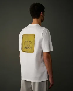 C.P. Company Metropolis Series Mercerized Jersey Graphic Badge T-Shirt White Outlet