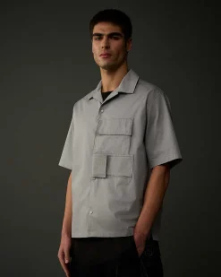C.P. Company Metropolis Series Short Sleeved Gabardine Shirt Drizzle Grey Hot