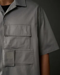 C.P. Company Metropolis Series Short Sleeved Gabardine Shirt Drizzle Grey Hot