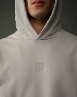 C.P. Company Metropolis Series Stretch Fleece Logo Hoodie Drizzle Grey Flash Sale