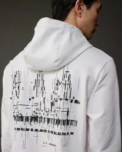 C.P. Company Metropolis Series Stretch Fleece Graphic Hoodie White Flash Sale