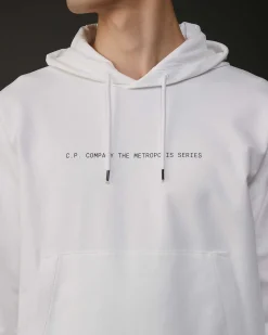 C.P. Company Metropolis Series Stretch Fleece Graphic Hoodie White Flash Sale