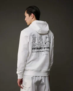 C.P. Company Metropolis Series Stretch Fleece Graphic Hoodie White Flash Sale