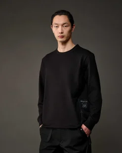 C.P. Company Metropolis Series Stretch Fleece Mixed Pocket Sweatshirt Black Sale