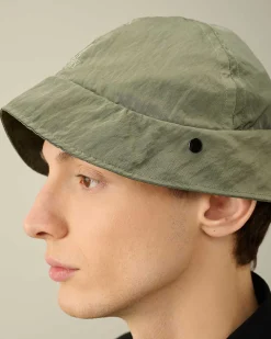 C.P. Company Nylon B Neck Flap Bucket Hat Agave Green Best Sale