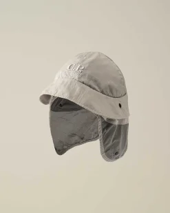 C.P. Company Nylon B Neck Flap Bucket Hat Drizzle Grey Flash Sale