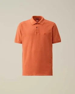 C.P. Company 24/1 Piquet Resist Dyed Polo Shirt Gold Flame-Orange Shop