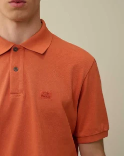C.P. Company 24/1 Piquet Resist Dyed Polo Shirt Gold Flame-Orange Shop
