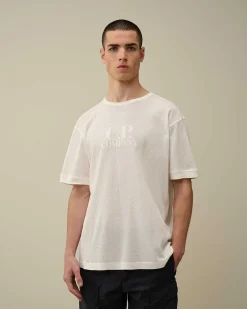 C.P. Company Piquet Waffle Logo T-Shirt Gauze White Store