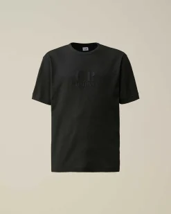 C.P. Company Piquet Waffle Logo T-Shirt Black Store